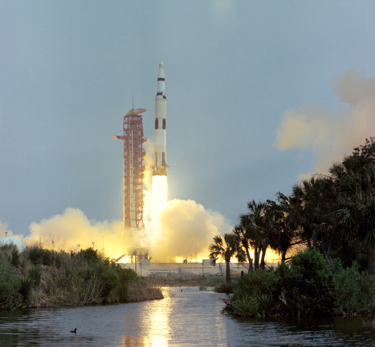 Saturn V rocket launching from Kennedy Space Center