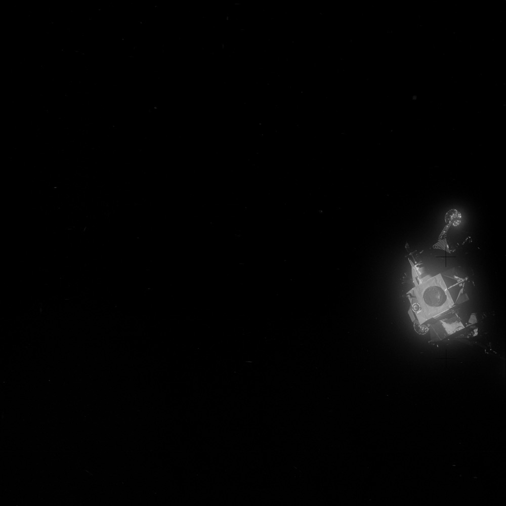 Lunar Module Aquarius drifting away after jettison